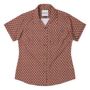 RSVLTS Deco Daze Women's KUNUFLEX Short Sleeve Shirt in Brown — front view