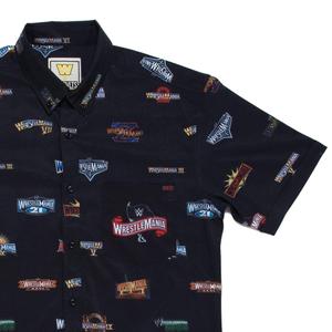 RSVLTS Ode To Wrestlemania KUNUFLEX Short Sleeve Shirt in Black — front view