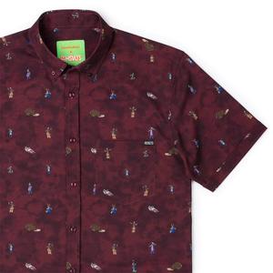 RSVLTS SECRET TUNNELLLLLL KUNUFLEX Short Sleeve Shirt in Red — front view