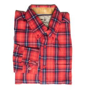 RSVLTS Reddie Vedder BorlandFlex Long Sleeve Flannel in Red — front view