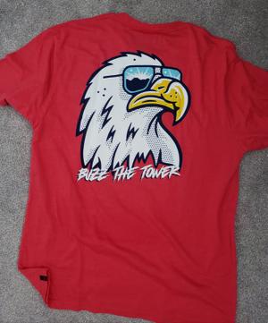 RSVLTS Buzz The Tower Crewneck Tee in Red — front view