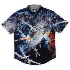 RSVLTS You’re All Clear, Kid KUNUFLEX Short Sleeve Shirt in Blue — front view