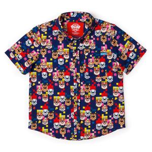 RSVLTS Pixel Pups KUNUFLEX Short Sleeve Shirt in Blue — front view