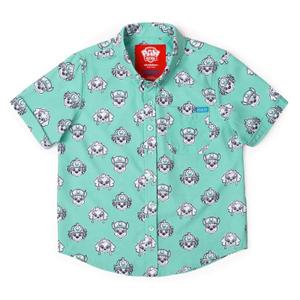 RSVLTS Puppy PAW-traits KUNUFLEX Short Sleeve Shirt in Green — front view