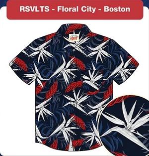 RSVLTS Floral City – Boston 2023 KUNUFLEX Short Sleeve Shirt in Blue — front view