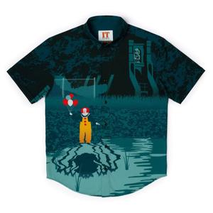 RSVLTS Pennywise, the Dancing Clown KUNUFLEX Short Sleeve Shirt in Blue — front view