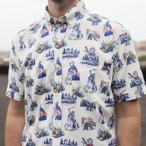 RSVLTS Teddy Vintage KUNUFLEX Short Sleeve Shirt in White — front view