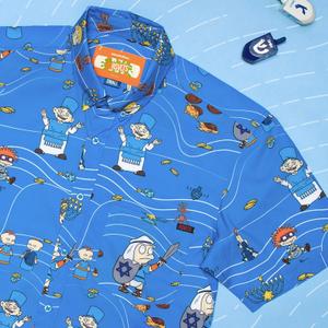 RSVLTS Maccababy KUNUFLEX Short Sleeve Shirt in Blue — front view