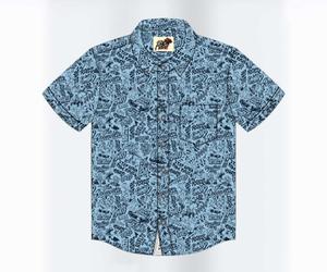 RSVLTS NYCC Mosh Eisley Meetup shirt KUNUFLEX Short Sleeve Shirt in Blue — front view
