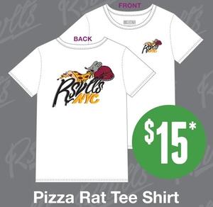 RSVLTS Pizza Rat Crewneck Tee in White — front view
