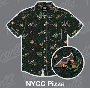 RSVLTS NYCC Pizza KUNUFLEX Short Sleeve Shirt in Green — front view