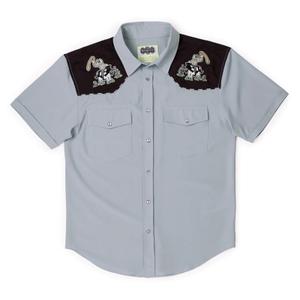 RSVLTS Trouble with the Living? Roper Short Sleeve Shirt in Gray — front view