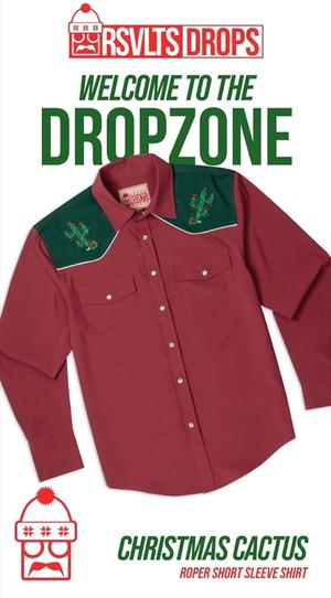 RSVLTS Christmas Cactus Long Sleeve Shirt in Red — front view