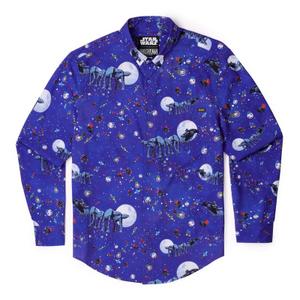 RSVLTS I Am Your Father Christmas Long Sleeve Shirt in Blue — front view
