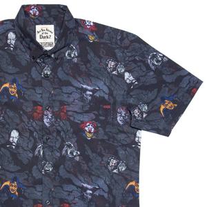 RSVLTS Midnight Society KUNUFLEX Short Sleeve Shirt in Black — front view