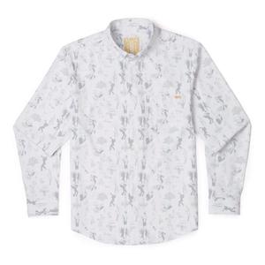 RSVLTS Swingin’ Speakeasy Long Sleeve Shirt in White — front view