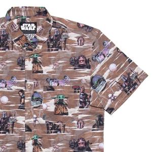 RSVLTS Mando Montage KUNUFLEX Short Sleeve Shirt in Brown — front view