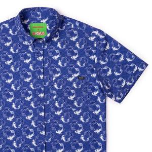 RSVLTS Eternal Dance KUNUFLEX Short Sleeve Shirt in Blue — front view