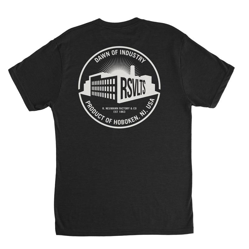 RSVLTS Hoboken: Dawn of Industry Crewneck Tee in Black — front view