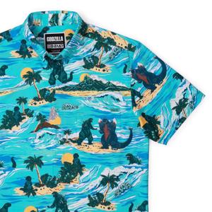 RSVLTS Making Waves KUNUFLEX Short Sleeve Shirt in Blue — front view