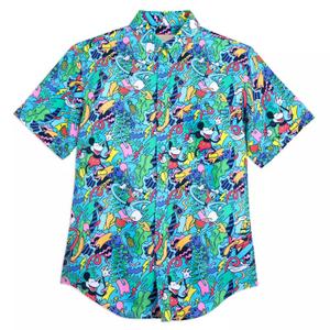 RSVLTS Mickey Mouse and Friends KUNUFLEX Short Sleeve Shirt in Blue — front view