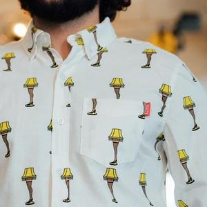 RSVLTS Leg Lamp Long Sleeve Shirt in White — front view