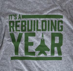 RSVLTS It’s A Rebuilding Year Crewneck Tee in Gray — front view