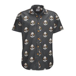 RSVLTS Cooking In RSVLTS KUNUFLEX Short Sleeve Shirt in Gray — front view