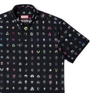 RSVLTS Faces of Marvel KUNUFLEX Short Sleeve Shirt in Black — front view