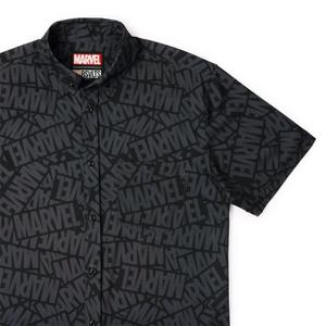 RSVLTS Make Mine Marvel KUNUFLEX Short Sleeve Shirt in Black — front view