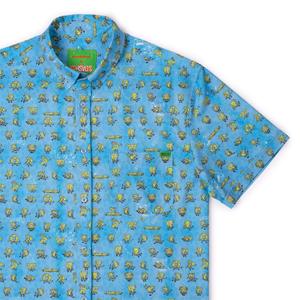 RSVLTS It’s A Giraffe! KUNUFLEX Short Sleeve Shirt in Blue — front view