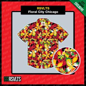 RSVLTS Floral City – Chicago 2024 KUNUFLEX Short Sleeve Shirt in Red — front view