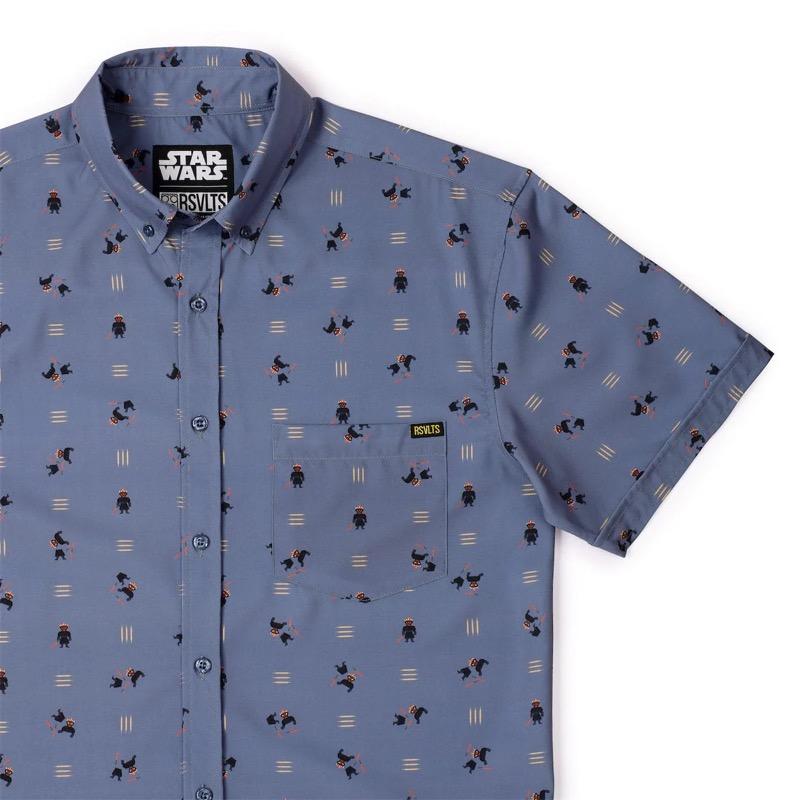 RSVLTS Darth Maul’d KUNUFLEX Short Sleeve Shirt in Gray — front view