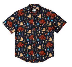 RSVLTS Jabba’s Creatures KUNUFLEX Short Sleeve Shirt in Black — front view