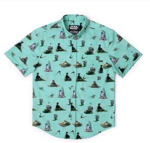 RSVLTS Jedi Training KUNUFLEX Short Sleeve Shirt in Blue — front view