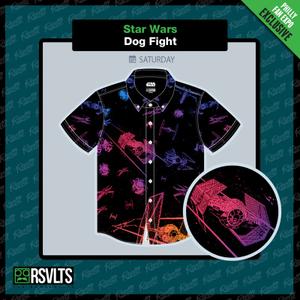 RSVLTS Dog Fight KUNUFLEX Short Sleeve Shirt in Black — front view
