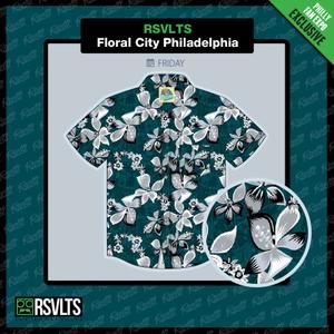 RSVLTS Floral City – Philadelphia 2024 KUNUFLEX Short Sleeve Shirt in Green — front view