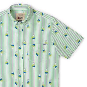 RSVLTS The Claaaaaw Stretch Seersucker Short Sleeve Shirt in Green — front view