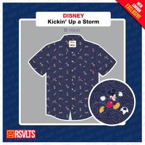 RSVLTS Kickin’ Up A Storm KUNUFLEX Short Sleeve Shirt in Blue — front view
