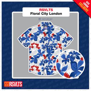 RSVLTS Floral City – London 2024 KUNUFLEX Short Sleeve Shirt in White — front view