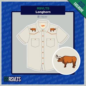 RSVLTS Longhorn Roper Short Sleeve Shirt in White — front view