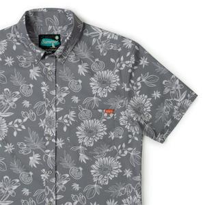 RSVLTS Black Hole Sunflower KUNUFLEX Short Sleeve Shirt in Gray — front view