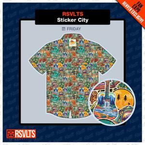 RSVLTS Sticker City KUNUFLEX Short Sleeve Shirt in Multicolor — front view