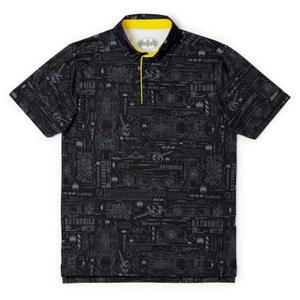 RSVLTS Property of Wayne Enterprises All-Day Polo in Black — front view