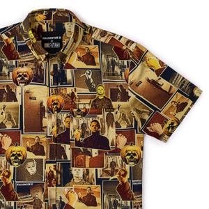 RSVLTS Haddonfield Massacre KUNUFLEX Short Sleeve Shirt in Brown — front view