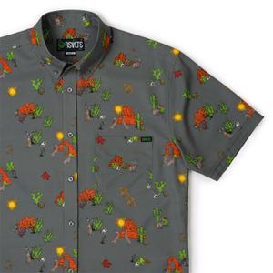 RSVLTS Jumpin’ Jackalopes KUNUFLEX Short Sleeve Shirt in Gray — front view