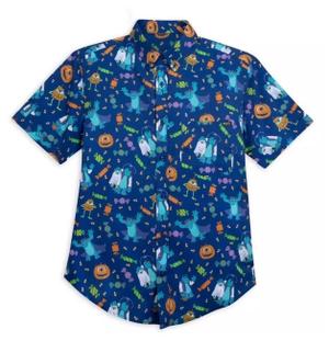 RSVLTS Scream-O-Ween KUNUFLEX Short Sleeve Shirt in Blue — front view