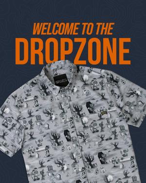 RSVLTS Graveyard Groovin’! KUNUFLEX Short Sleeve Shirt in Gray — front view