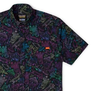 RSVLTS Big Top Terror KUNUFLEX Short Sleeve Shirt in Black — front view