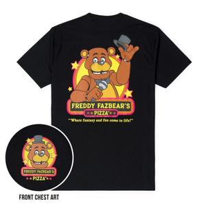 RSVLTS Freddy Fazbear’s Pizza Crewneck Tee in Black — front view